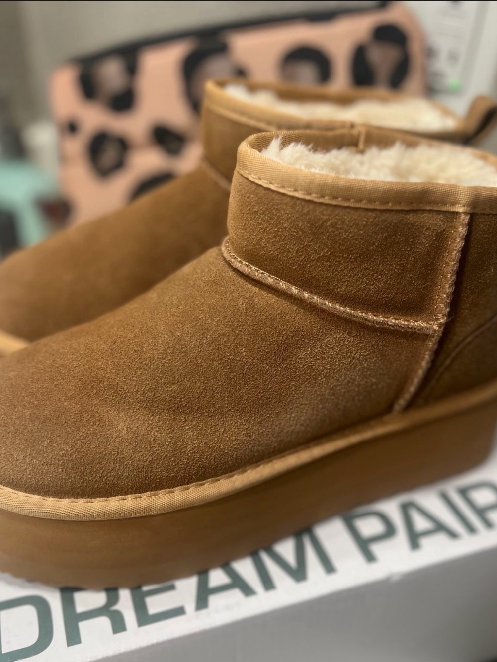 Dream Pairs Women's Faux-Suede Ankle Booties - Brown platform